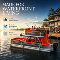 Bateau ponton à double pont en aluminium de 30 pieds pour 20 personnes, avec moteur hors-bord, pont solaire, idéal pour les fêtes, les balsades sur le lac, les locations en resort et les flottilles.