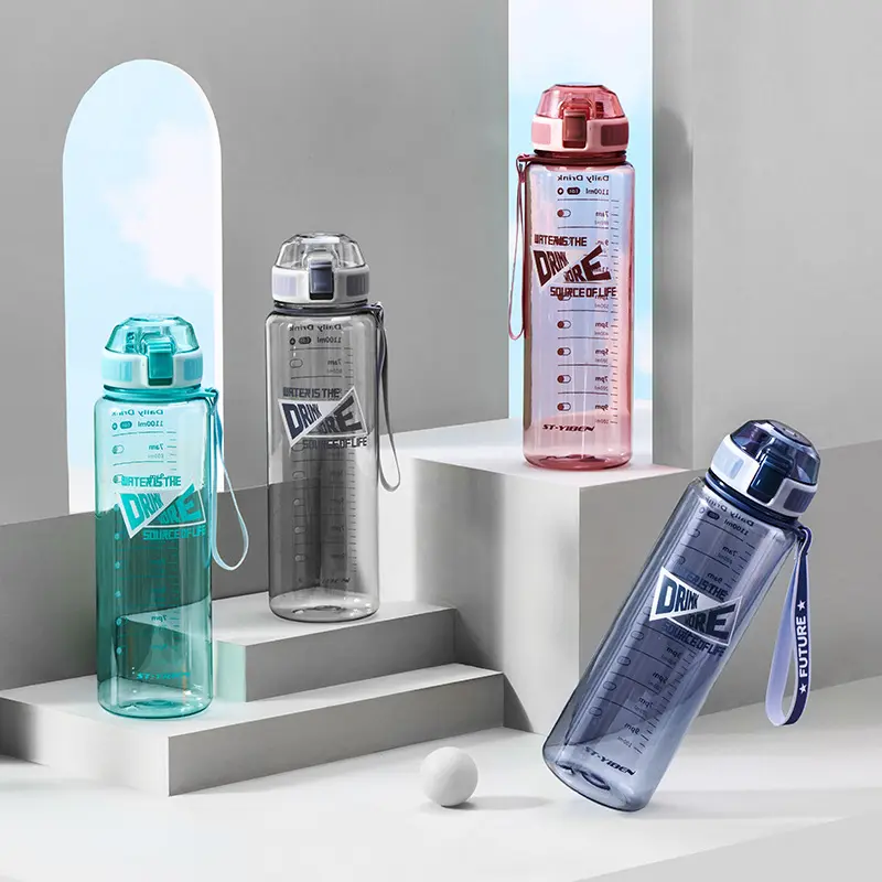 GC termos para agua plástico copos com tampas e palhas atacado plástico boca garrafa de água esporte viagem garrafa