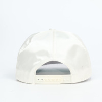 5-delige op maat gemaakte satijnen bruine stof pet met geborduurd logo en snapback sluiting