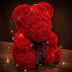 Oso de Peluche con Rosas Artificiales de 25 cm, con Caja y Luz, Regalo para Mamá, Novia, Aniversario de Boda, Cumpleaños, Día de San Valentín - Product Image 2