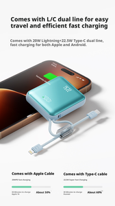 Banco de Energía Ultra Delgado de 10000 mAh con Carga Súper Rápida PD20w, Cable Tipo-C, Carga Bidireccional, Pantalla Digital, Soporte <span class=keywords><strong>y</strong></span> Portátil - Product Image 3