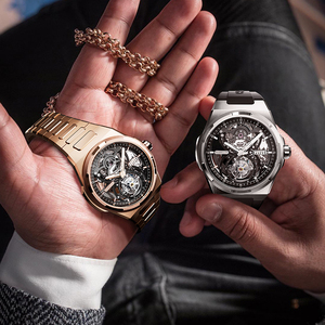 Nouveau squelette montre-bracelet de luxe en acier inoxydable verre saphir étanche Tourbillon mécanique hommes montres petit cadran Chrono - Product Image 6