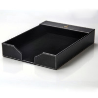 Ensemble d'accessoires de bureau en cuir PU noir, Set de 10 pièces