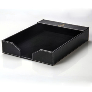 Ensemble d'accessoires de bureau en cuir PU noir, Set de 10 pièces - Product Image 3