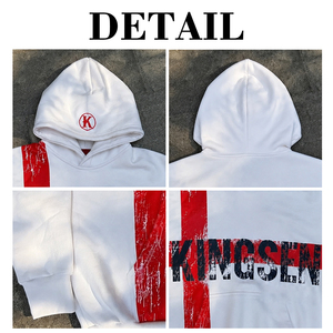 Custom Logo Pullover Streetwear Men's Hoodie 100% Cotton Oversized Vintage Sun Faded Distressed Screen Printing Hoodies - Product Image 6
