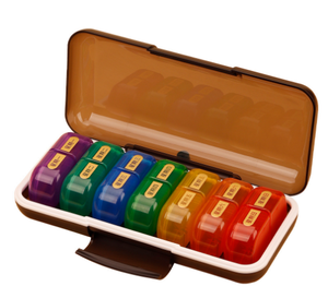 Boîte à pilules de haute qualité à grande capacité avec 14 compartiments, planificateur hebdomadaire AM-PM avec couvercles verrouillables - Product Image 1