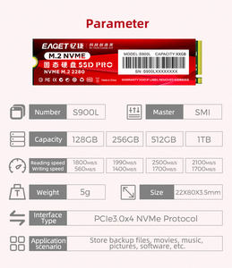 Disco Duro Interno Eaget M.2 NVMe 2280 de 512 GB/1 TB para Portátil, Unidad de Estado Sólido SSD - Product Image 5