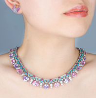 Ensemble collier et boucles d'oreilles vintage en cuivre plaqué platine pour femme, cadeau de mariage, de fiançailles ou d'anniversaire HBL2868