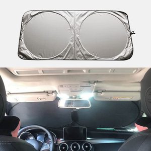 Pare-soleil de pare-brise NOVISON, protection UV, polyester argenté, motif double cercle dessin animé, pliable, pare-soleil de voiture personnalisé - Product Image 5