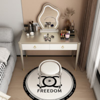 Table de maquillage moderne minimaliste en bois massif avec miroir éclairé par LED et rangement pour chambre à coucher, bureau de maquillage haut de gamme
