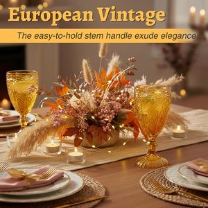 Set <span class=keywords><strong>di</strong></span> Calici da Vino Vintage in <span class=keywords><strong>Vetro</strong></span> Soffiato a Mano, Bicchieri d'Acqua da 10,5 oz, Ideali per la Festa della Mamma, Matrimoni e Festività - Product Image 5