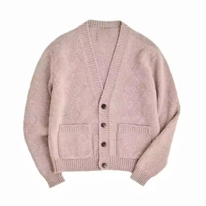 Áo len nam dệt kim mùa xuân kiểu dáng Hàn Quốc, chất liệu len Merino, cổ V, có túi vá, cài khuy, kiểu dáng áo khoác len. - Product Image 4