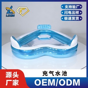 สระว่ายน้ำเป่าลม PVC สำหรับใช้กลางแจ้งที่บ้าน รับน้ำหนักได้ 100-500 กก. สำหรับ 5-10 คน สนุกกับการเล่นน้ำในครอบครัว - Product Image 5