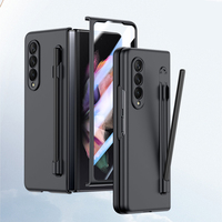 Casing Ponsel Lipat PC Matte Kaca Depan Slot Pen untuk Samsung Z Fold 3 5G