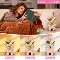 Lampu Meja LED Bunga Tulip Modern Fleksibel Tanpa Kabel, Dapat Diisi Ulang, Sentuh, Peredup Cahaya, Portabel