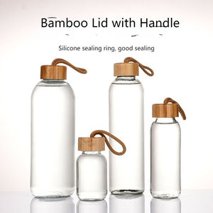 Botellas de Agua de Vidrio de Borosilicato <span class=keywords><strong>con</strong></span> Tapa y Logotipo Personalizado, Vasos de Vidrio, Productos de Bambú, Botella de Agua de Vidrio Hermética - Product Image 2
