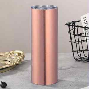 Gobelet isotherme droit et fin de 20 oz en acier inoxydable à double paroi avec couvercle et paille, pour sublimation de motifs pailletés - Product Image 2