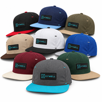 Casquette de baseball personnalisée à visière plate bicolore avec patch logo en caoutchouc, style streetwear structuré, fabrication OEM ODM, marque privée