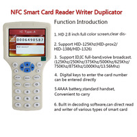 NFC IC 13,56 MHz tarjeta/llavero copia grabable RFID ID 125Khz lector de tarjetas duplicador de tarjeta de acceso