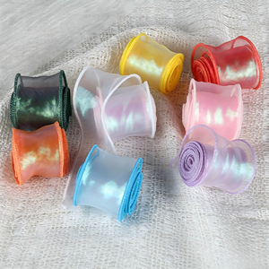 Nastro in Organza Trasparente Effetto Coda di Pesce Iridescente per Bouquet da Sposa, Decorazione Torte, Confezioni Regalo Nuziali, Rotoli di Nastro per Avvolgere - Product Image 1