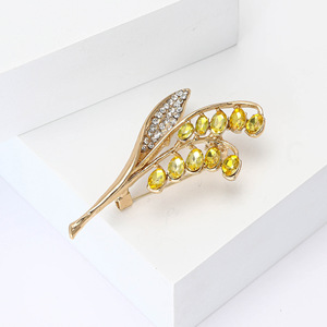 Broche Épi de Blé Luxe en Alliage Plaqué Or avec Strass, Broche Fleur Tendance pour Fiançailles, Mariage, Fête, Cadeau, Épingles de Haute Qualité - Product Image 5