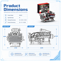Modèle de moteur de voiture américain turbocompressé à manivelle DIY, blocs de construction en plastique ABS, transmission mécanique, jouet éducatif STEM
