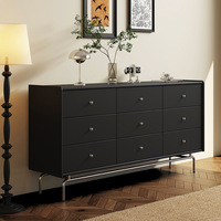 Grand ensemble de meubles de chambre à coucher en bois de noyer noir américain massif nordique avec 9 tiroirs Commode de luxe légère
