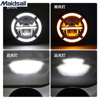 Phare avant LED haute luminosité pour moto, blanc et jaune, deux couleurs, style rétro, phare de jour, phare LED Harley.