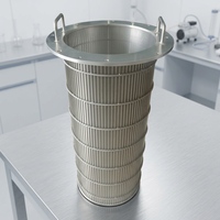 Panier filtrant à fil conique en acier inoxydable brossé, cylindre conique à 9 anneaux horizontaux, poignée en U pour filtration en laboratoire et salle blanche