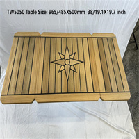 Plateau de table pliant en teck 830/415X392, 965/485X500, 1250/625X600mm avec incrustation étoile pour bateau, marine, yacht, camping-car