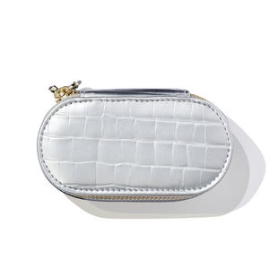 Небольшой портативный ящик для хранения ювелирных изделий дорожный полиуретановый чехол для ювелирных изделий из крокодиловой кожи роскошный миниатюрный Овальный дорожный ящик с узором из крокодила - Product Image 2