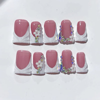 Faux ongles à presser Y2K, forme bec de canard évasée, personnalisés pour les fêtes, faits main, vente en gros, offre spéciale