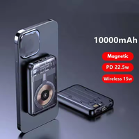Portable mini banque d'alimentation sans fil pour téléphone chargeur magnétique 10000mah avec câble clair maison sans fil powerbank pour iphone magn