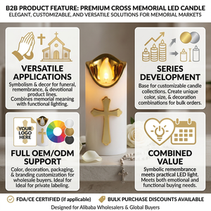 <span class=keywords><strong>Bougie</strong></span> <span class=keywords><strong>LED</strong></span> à piles pour cimetière avec croix, lumière commémorative vacillante chaude pour les tombes et la prière - Product Image 4