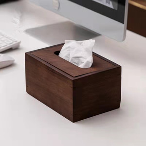Black <b>Walnut</b> Wood Tissue Box Solid Wood Covered With Compartments Multi Purpose For Living Room <b>Coffee</b> <b>Table</b> - Product Image 1