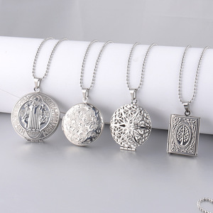 Bellezza rotonda con diffusore di memoria in argento cavo in acciaio inox medaglietti galleggianti cornice per foto ciondoli collana - Product Image 1