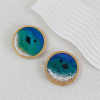 Posavasos Promocionales de Resina de Bambú con Diseño de Olas Oceánicas, Personalizables al por Mayor, para Regalos Corporativos, Publicidad de Marca y Eventos Empresariales