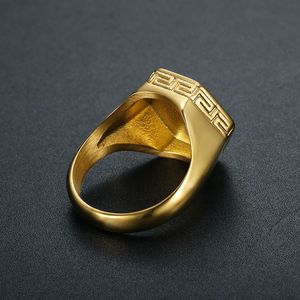 Bague hexagonale dorée avec strass et design mythologie grecque pour homme, cadeau de bijoux - Product Image 4