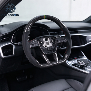 พวงมาลัยรถยนต์หนังคาร์บอนไฟเบอร์สำหรับ Audi Q5 B9 A5 SQ5 Q7 Q8 C8 A7 RS6 C8 RS7 RSQ8 R S Line RS A3 8P A6 C6 Q5 B8 - Product Image 6