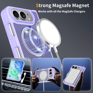 Coque de téléphone <span class=keywords><strong>portable</strong></span> magnétique sans fil populaire, violet clair, antichoc, personnalisée, avec support anneau et support de raquette pour <span class=keywords><strong>iPhone</strong></span> 18 Ultra Fold - Product Image 2