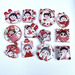 Cadena para Teléfono Móvil con Cuentas y Lentejuelas, Diseño de Niña con Cereza, Impresión a Doble Cara, Serie Temática, Accesorio para Bolsos, Colgante DIY - Product Image 2