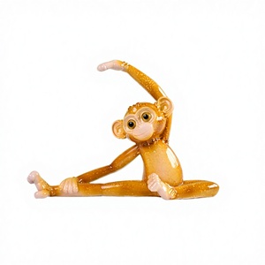 Figuras de Mono de Resina con Posturas de Yoga, Decoración Pintada a Mano con Temática Animal para Oficina y Hogar - Product Image 4