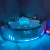 Baignoire autoportante Whirlpool 150 cm en acrylique, design moderne et épuré, avec éclairage LED, fonction spa, hydromassage à bulles d'air, chauffage et robinet, couleur blanche