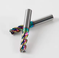 Fraise à queue en carbure cémenté à 3 dents colorée pour machine CNC avec revêtement DLC pour aluminium, support personnalisé