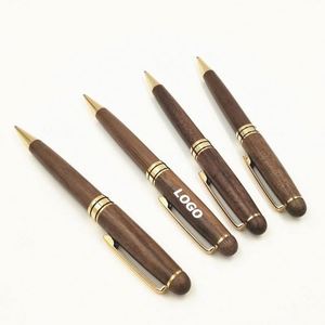 Stylo à bille en bois de noyer personnalisé avec logo gravé - Cadeau promotionnel d'entreprise haut de gamme - Product Image 1