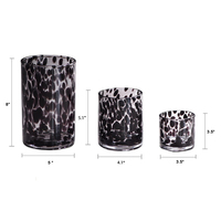 Lot de 3 vases cylindriques en verre noir tortue pour bougies, décoration de table, centres de table pour bougies pilier, votives et chauffe-plat
