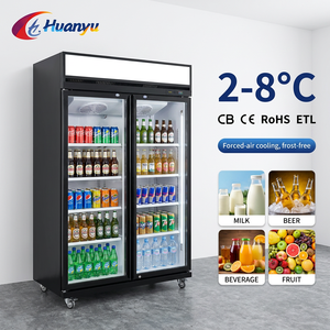 Vitrine réfrigérée pour boissons, refroidisseur vertical mécanique, réfrigérateur à porte vitrée, étagères réglables, unité de présentation de jus commerciale - Product Image 2