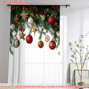 COSENNATUR Rideau transparent de Noël imprimé sur mesure 100 % polyester avec passe-tringle, impression numérique 2D, décoration de fenêtre pour les fêtes - Product Image 3