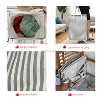 Panier à linge pliable portable avec longues poignées, panier à linge robuste, design autoportant pour gagner de la place