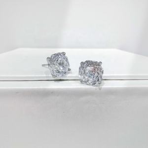 Prix usine Boucles d'oreilles en argent 925 avec zircon taille rose, modèle 2026, personnalisées, minimalistes, pour mariée, avec pierre violette, style occidental, motif fleur pour femme - Product Image 2